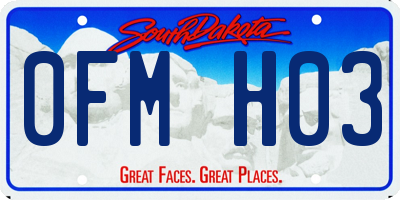 SD license plate 0FMH03