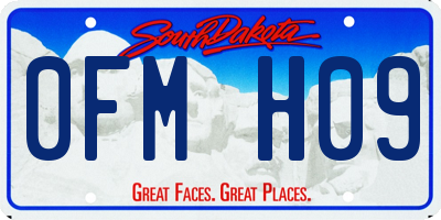 SD license plate 0FMH09