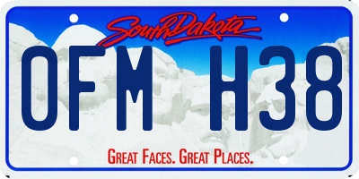 SD license plate 0FMH38