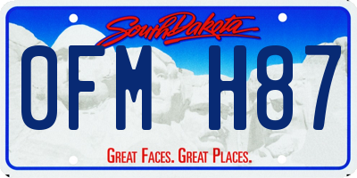 SD license plate 0FMH87