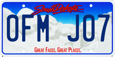 SD license plate 0FMJ07