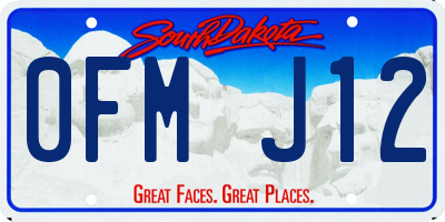 SD license plate 0FMJ12