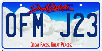 SD license plate 0FMJ23