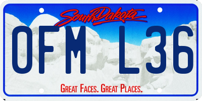 SD license plate 0FML36