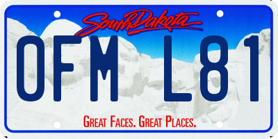 SD license plate 0FML81