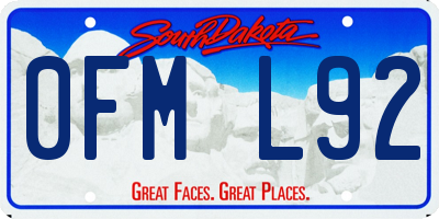 SD license plate 0FML92