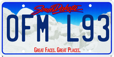SD license plate 0FML93