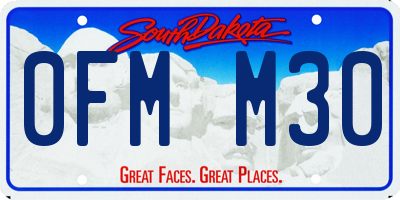 SD license plate 0FMM30