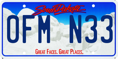 SD license plate 0FMN33