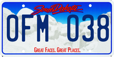 SD license plate 0FMO38