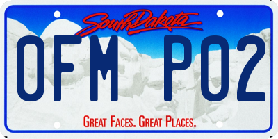 SD license plate 0FMP02