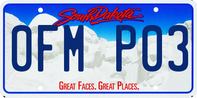 SD license plate 0FMP03