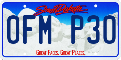 SD license plate 0FMP30