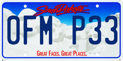 SD license plate 0FMP33