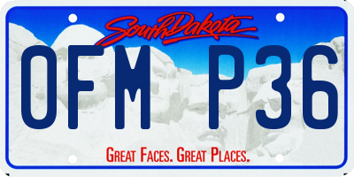 SD license plate 0FMP36