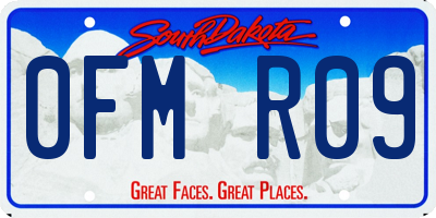 SD license plate 0FMR09