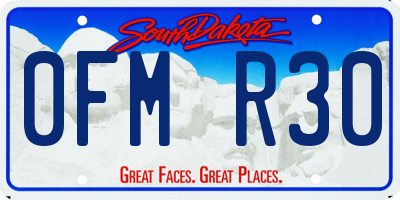 SD license plate 0FMR30