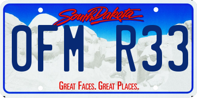 SD license plate 0FMR33