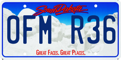 SD license plate 0FMR36