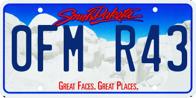 SD license plate 0FMR43