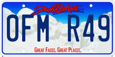 SD license plate 0FMR49