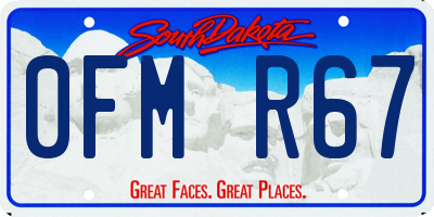 SD license plate 0FMR67