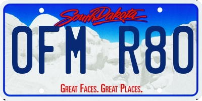 SD license plate 0FMR80