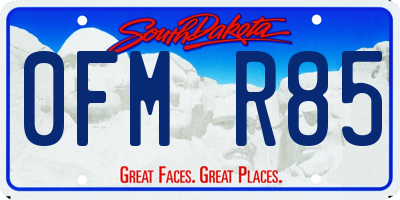 SD license plate 0FMR85