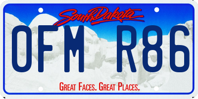 SD license plate 0FMR86