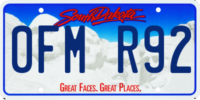 SD license plate 0FMR92