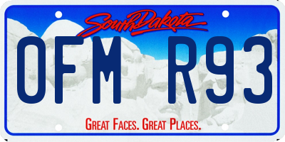 SD license plate 0FMR93