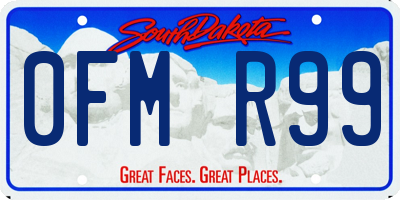 SD license plate 0FMR99
