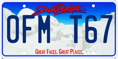 SD license plate 0FMT67