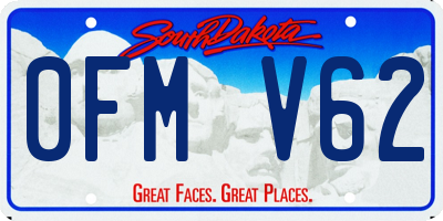 SD license plate 0FMV62