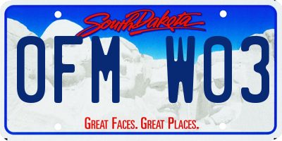 SD license plate 0FMW03