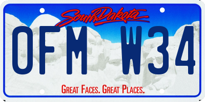 SD license plate 0FMW34