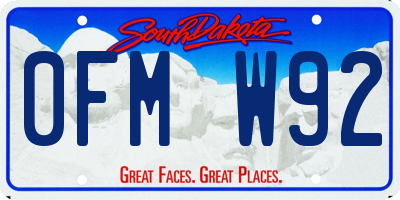 SD license plate 0FMW92