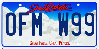 SD license plate 0FMW99