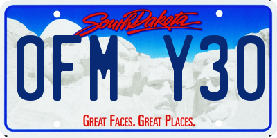 SD license plate 0FMY30