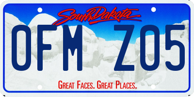 SD license plate 0FMZ05