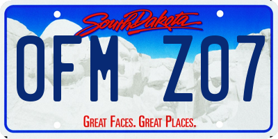 SD license plate 0FMZ07