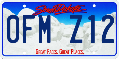 SD license plate 0FMZ12