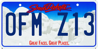 SD license plate 0FMZ13