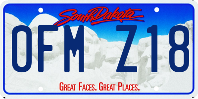 SD license plate 0FMZ18