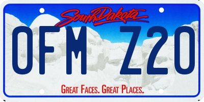 SD license plate 0FMZ20