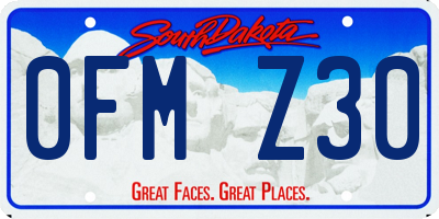 SD license plate 0FMZ30