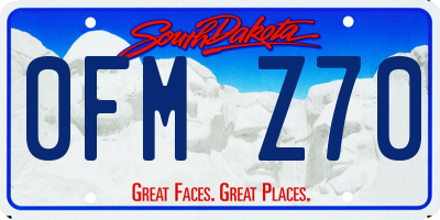 SD license plate 0FMZ70