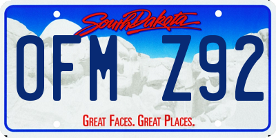 SD license plate 0FMZ92