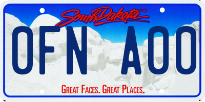 SD license plate 0FNA00
