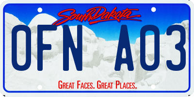 SD license plate 0FNA03